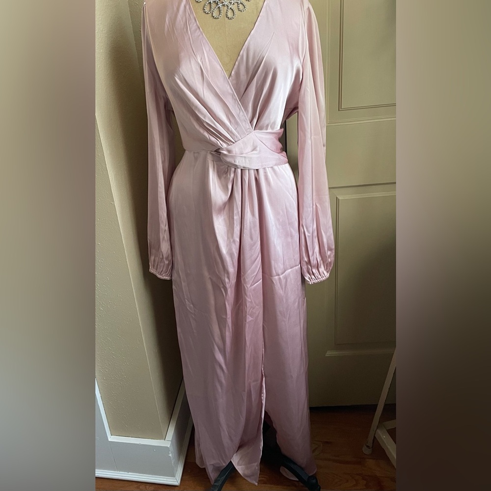 Pale pink long wedding bridesmaids dress or evening outfit date night new XL